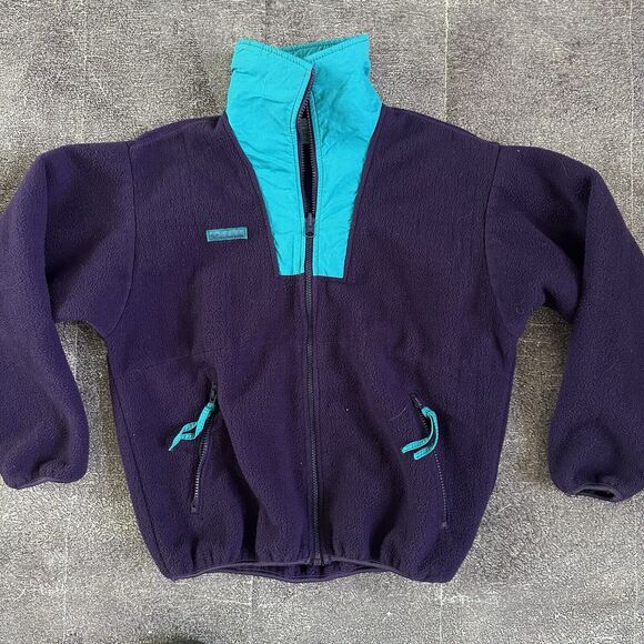 Columbia Jackets & Blazers - Women's Vintage 90's Columbia USA Purple Blue Fleece Zip Up Bomber Jacket Sz S